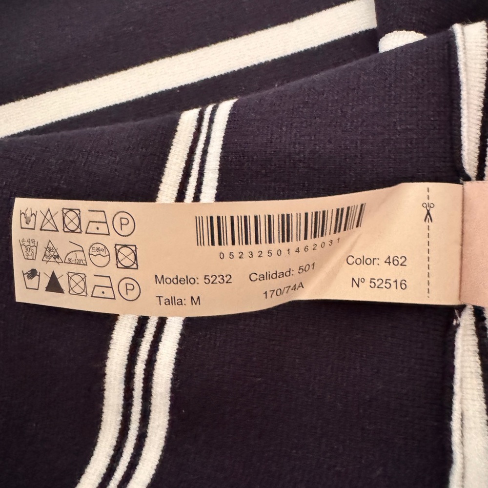 Massimo Dutti Navy Blue and Cream Strip A-Line Skirt - Picture 5 of 6